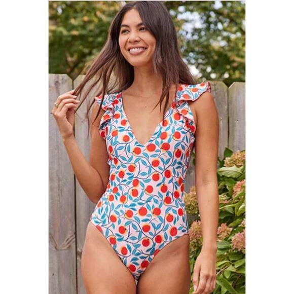 DVF for Summersalt Peach Ruffle Backflip Swimsuit One Piece size 20 - Picture 1 of 10